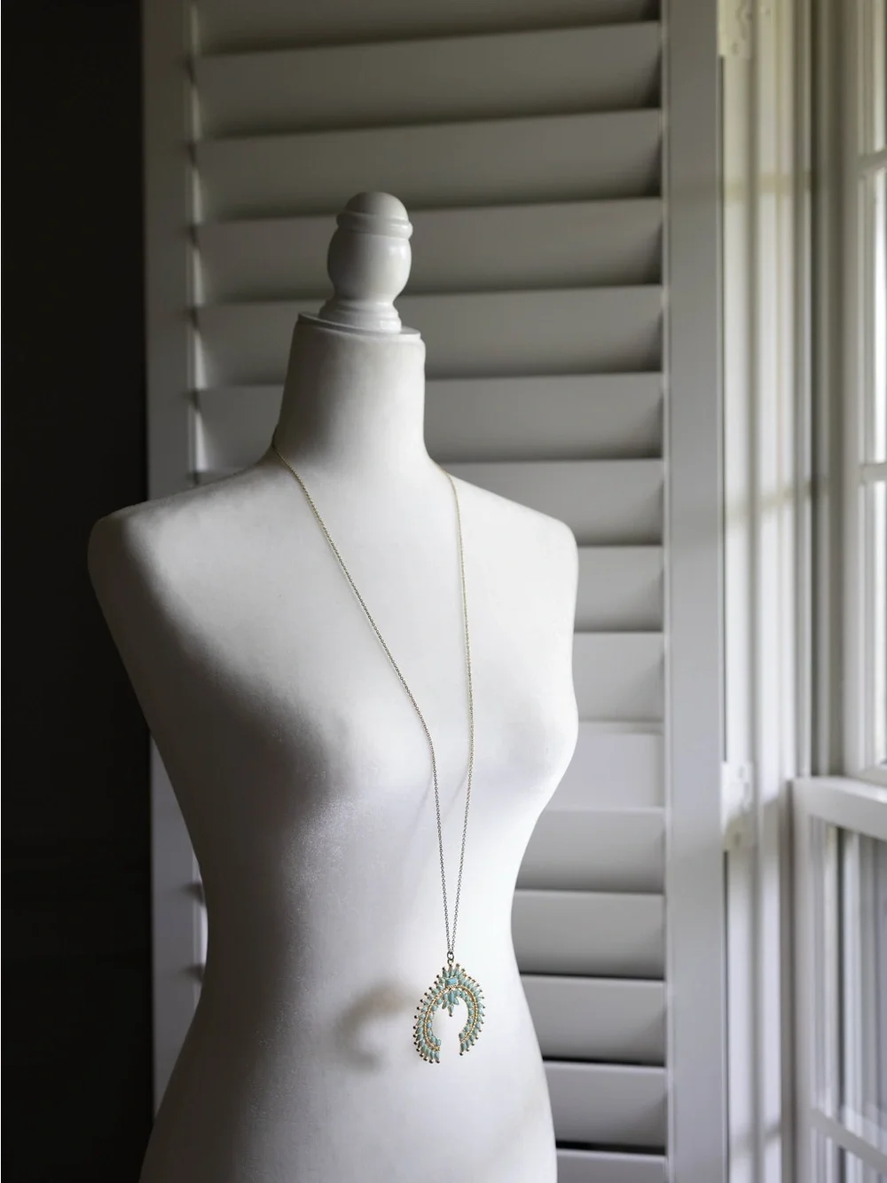 Gold-Tone‎ Turquoise Statement Pendant Necklace